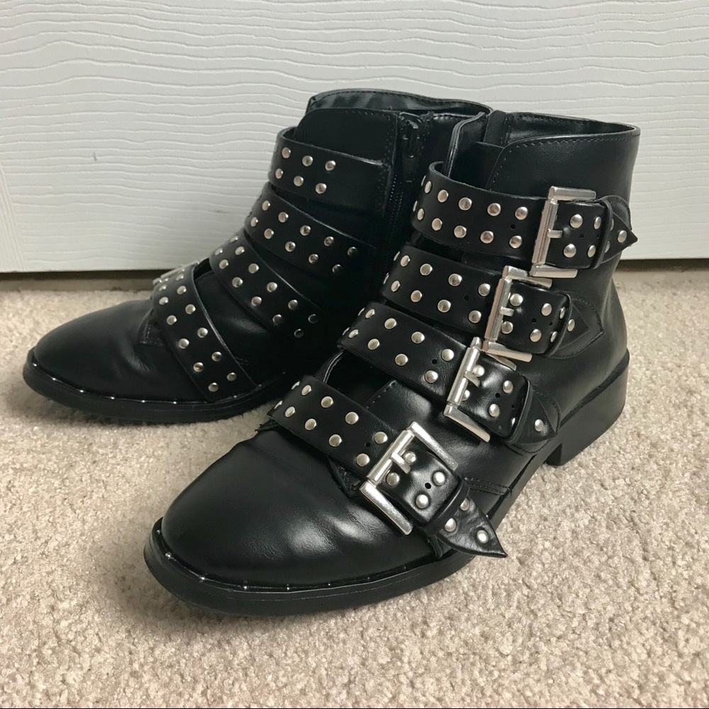 Mossimo Black Studded Buckle Boots
